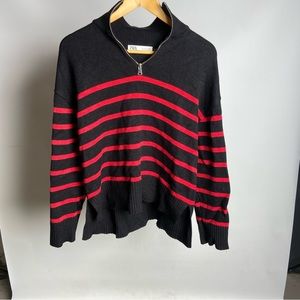 Striped Quarter Zip Sweater